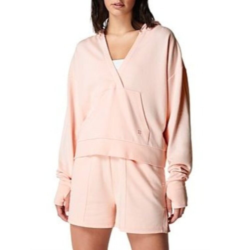 Sweaty Betty Size XS Pink Cotton Blend After Class Relaxed Fit Hoodie Pullover
